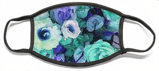 Aqua Flower Kaleidoscope - Face Mask