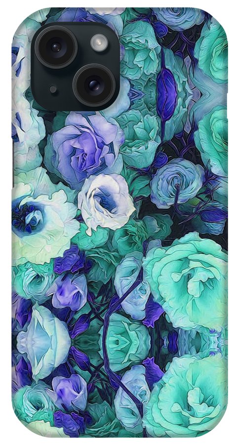 Aqua Flowers Kaleidoscope - Phone Case