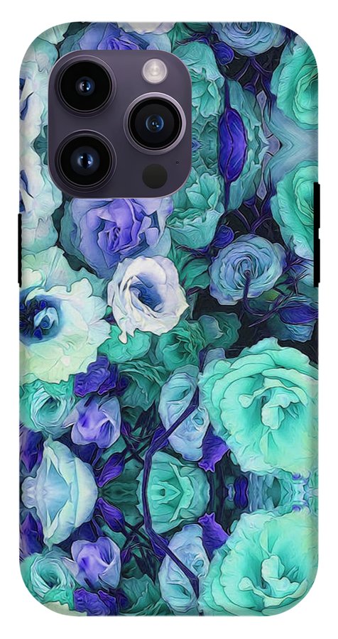 Aqua Flowers Kaleidoscope - Phone Case