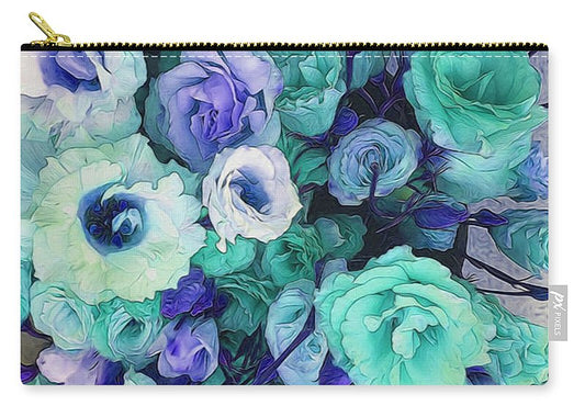 Aqua Flowers Kaleidoscope - Carry-All Pouch