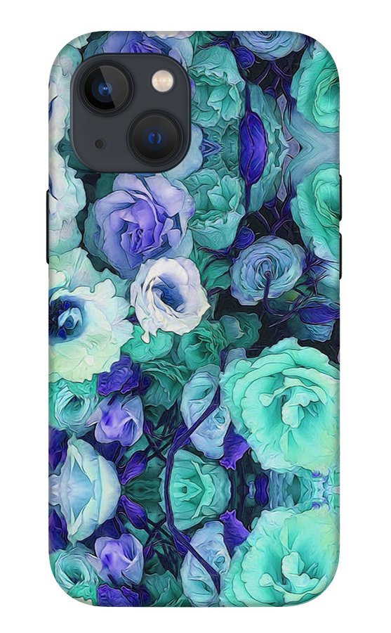 Aqua Flowers Kaleidoscope - Phone Case