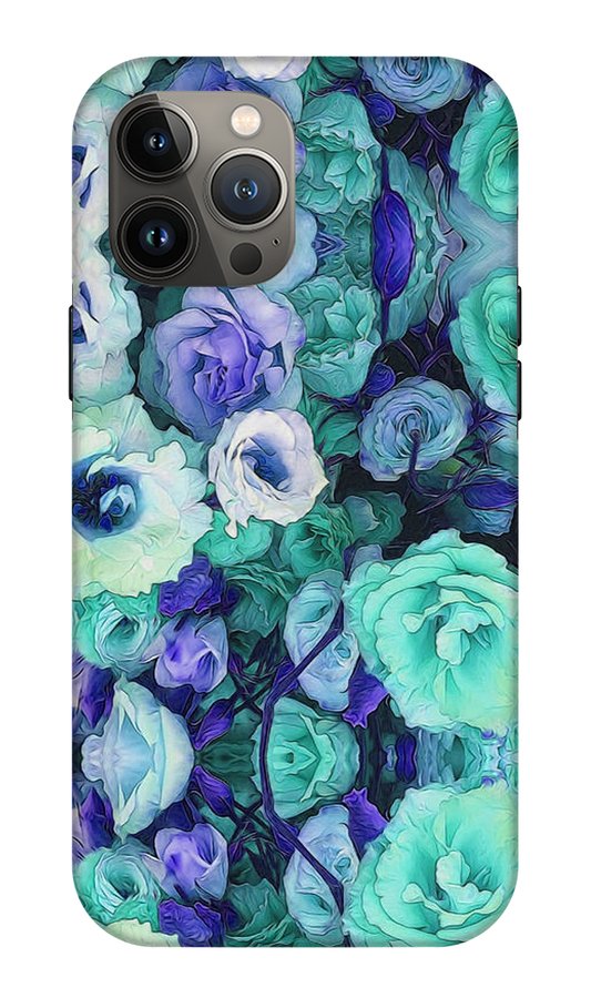 Aqua Flowers Kaleidoscope - Phone Case
