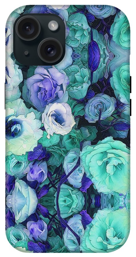 Aqua Flowers Kaleidoscope - Phone Case
