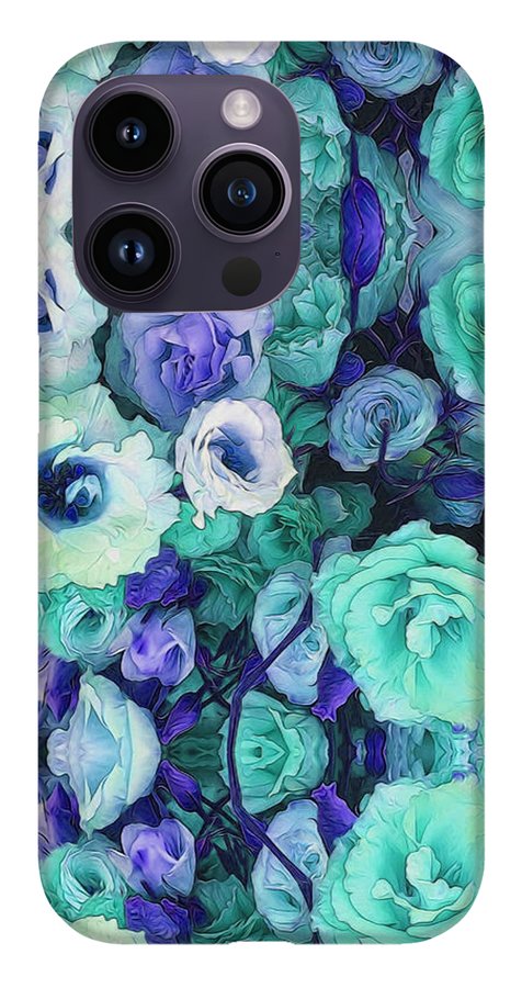 Aqua Flowers Kaleidoscope - Phone Case