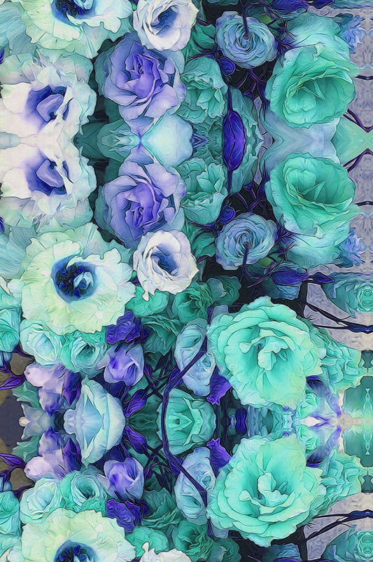 Aqua Flower Kaleidoscope Digital Image Download