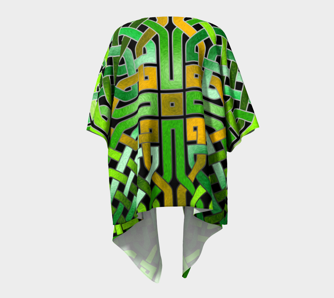 Green Celtic Knot Square Draped Kimono