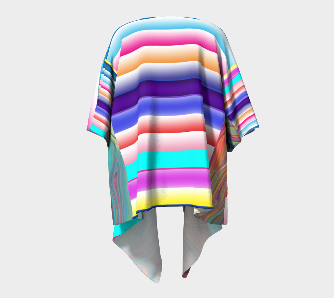 Cotton Candy Stripes Draped Kimono