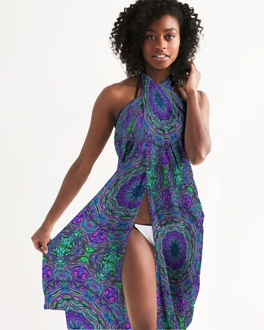 Blue Green Purple Kaleidoscope Swim Cover Up