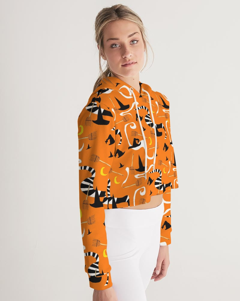 Witch Hats and Brooms Women's Cropped Hoodie