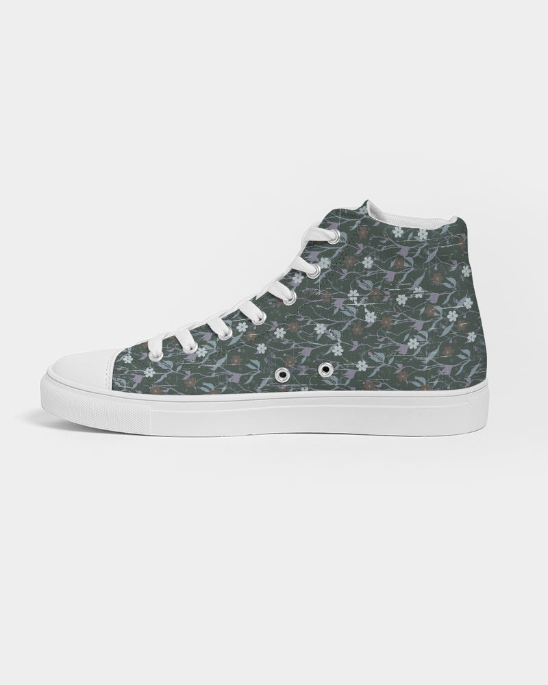 Violets On Gray Women's Hightop Canvas Shoe