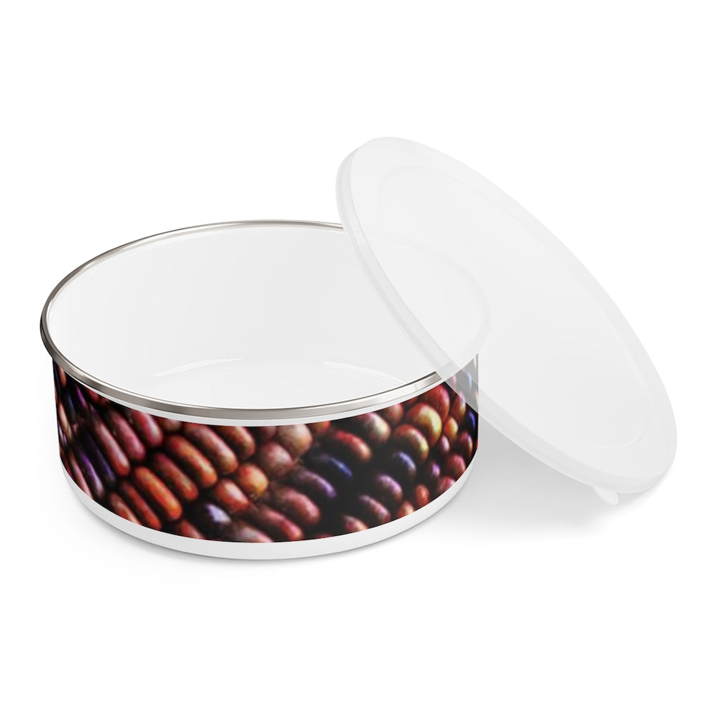 Colorful Fall Corn Enamel Bowl