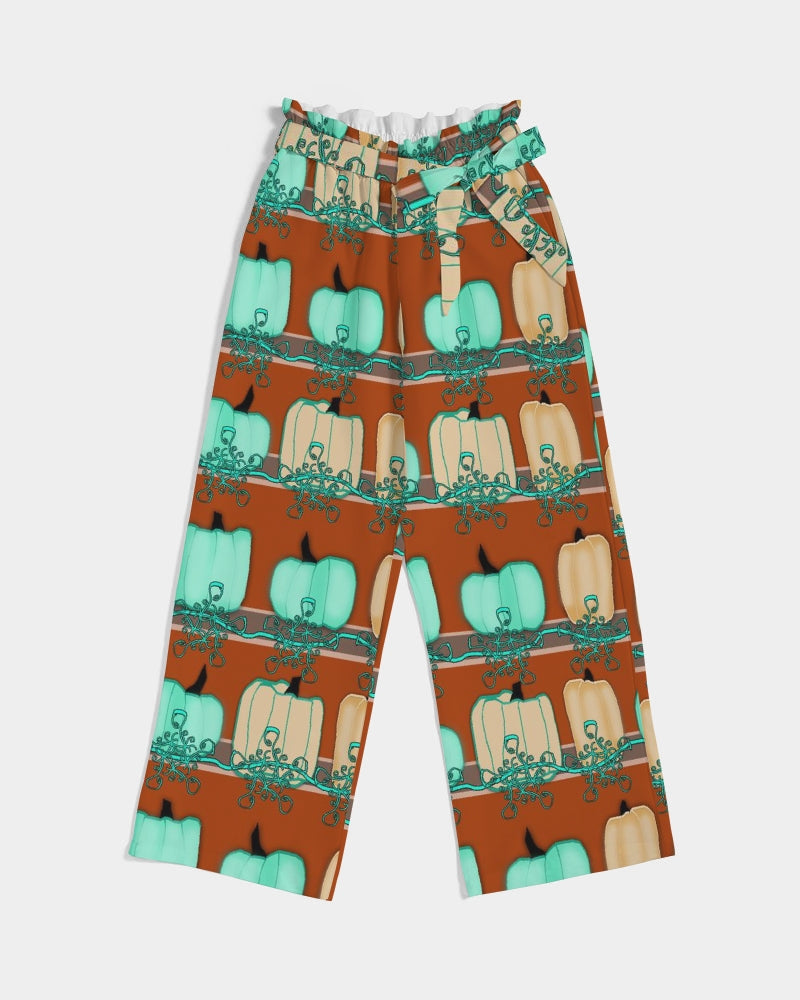 Blue Green Pumpkins Women's High-Rise Wide Leg Pants