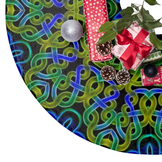Blue Green Celtic Knot Kaleidoscope Christmas Tree Skirts