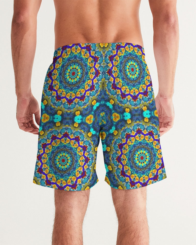 Blue Green Blur Kaleidoscope Men's Swim Trunk