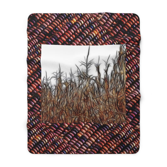 Cornfield on Purple Corn Sherpa Fleece Blanket