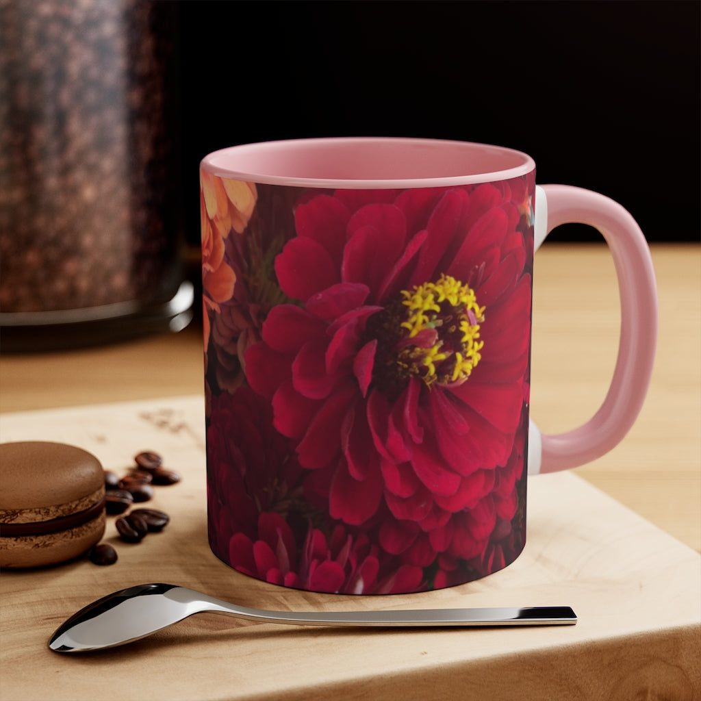 Peach and Pink Zinnias Accent Mug