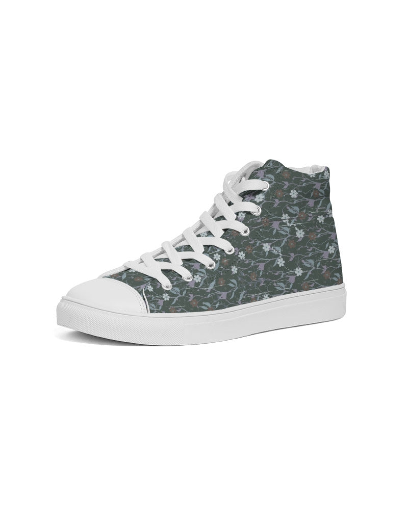 Violets On Gray Women's Hightop Canvas Shoe