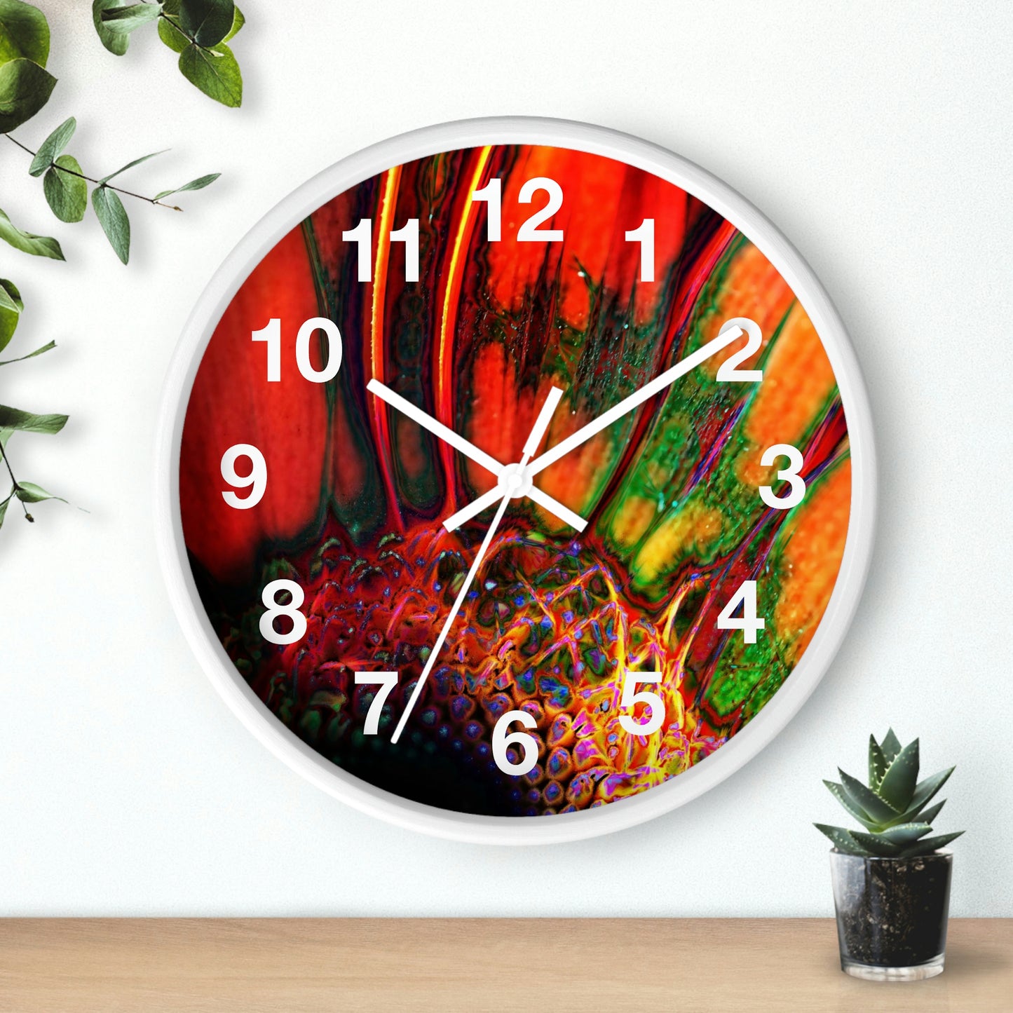 Orange Daisy Wall Clock