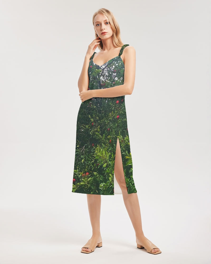Apple Tree Close Up Women's Tie Strap Split Dress