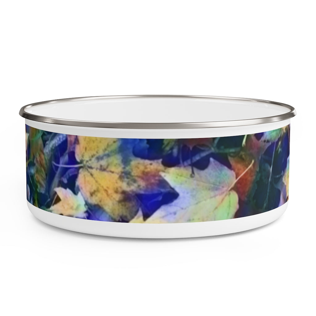 Late October Leaves In Blue Enamel Bowl