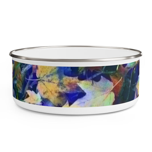Late October Leaves In Blue Enamel Bowl