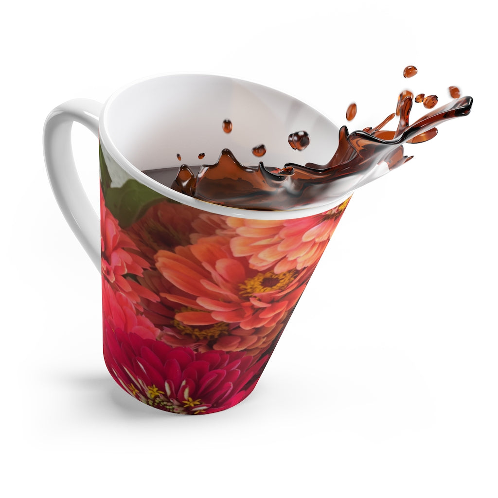 Peach and Pink Zinnias Latte Mug