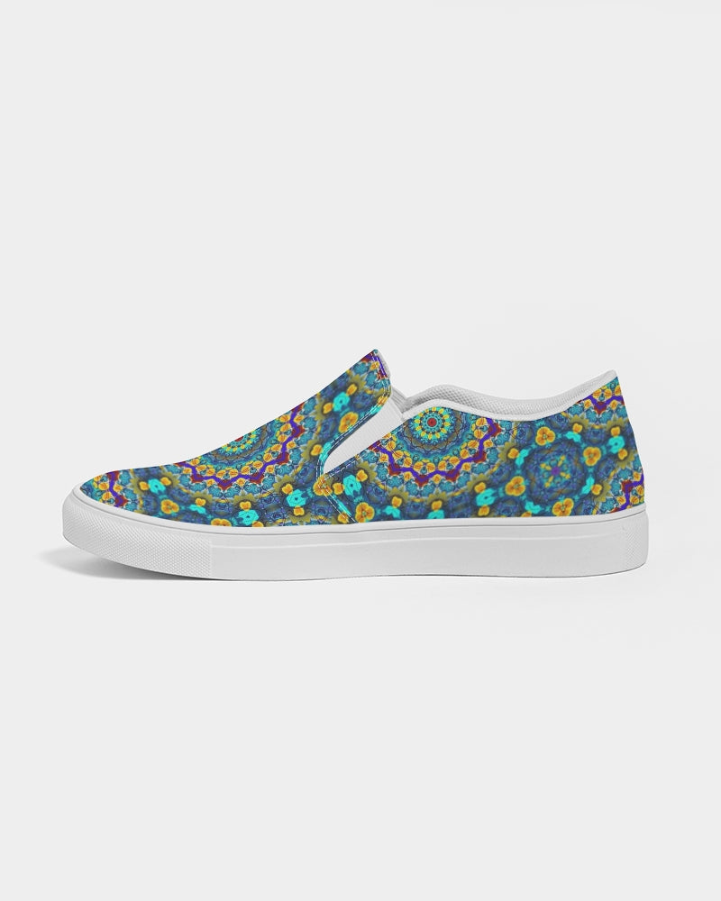 Blue Green Blur Kaleidoscope Women's Slip-On Canvas Shoe