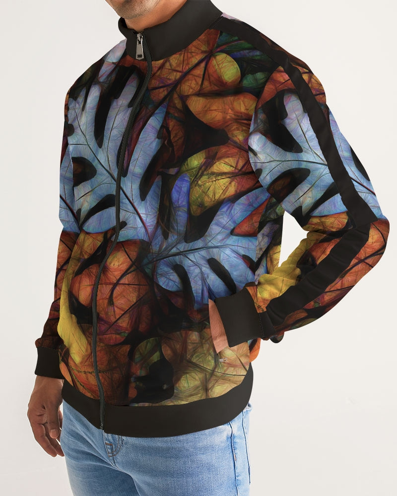 Mid October Leaves Men's Stripe-Sleeve Track Jacket