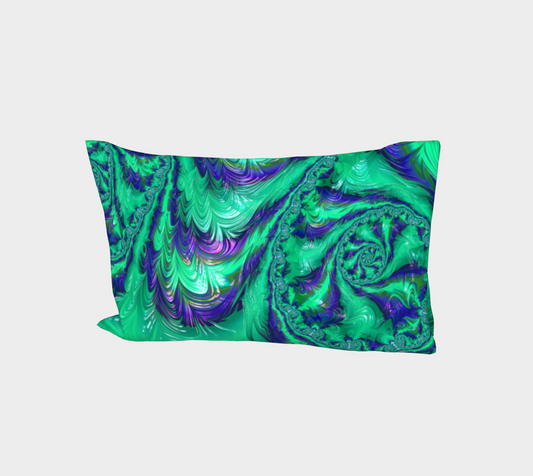 Blue Green Liquid Stripes Fractal Bed Pillow Sleeve