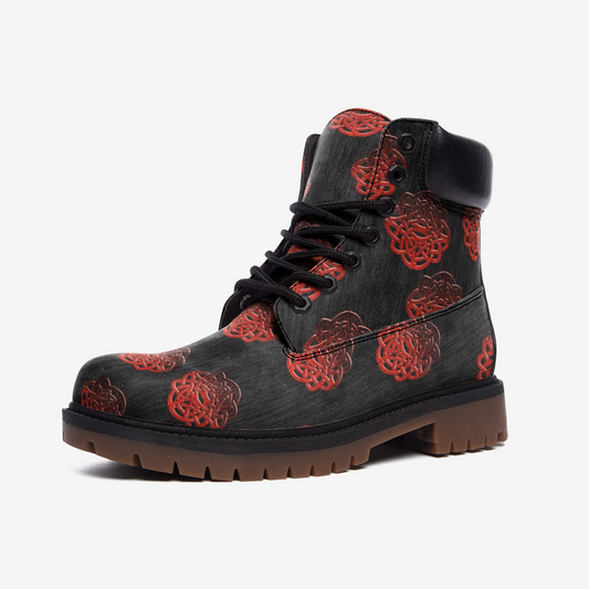 Red Glass Celtic Knot Casual Leather Lightweight boots TB