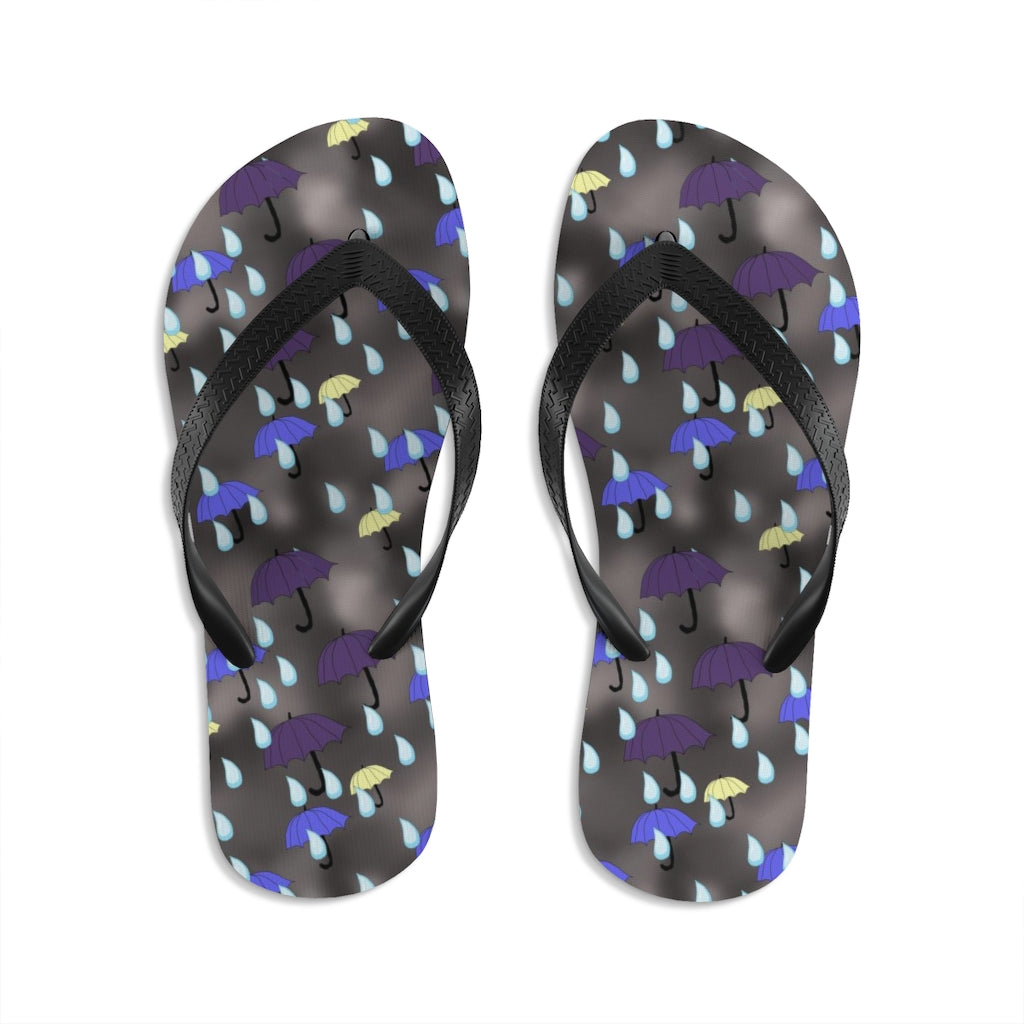 Rain and Umbrellas Pattern Unisex Flip-Flops