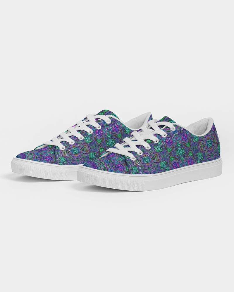 Blue Green Purple Kaleidoscope Men's Faux-Leather Sneaker