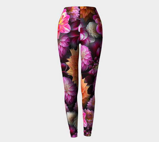 Pink Dahlias Collage Leggings