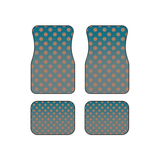 Denim and Brown Polkadots Car Mats (Set of 4)