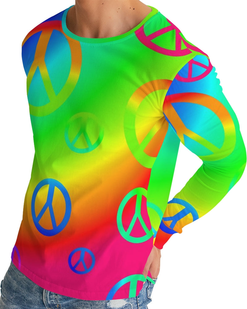 Rainbow Peace Signs Men's Long Sleeve Tee