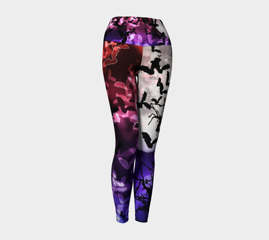 Bokeh Bats and Moon Yoga Leggings
