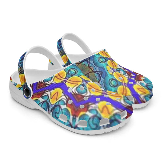 Blue Green Kaleidoscope 413. All Over Printed Clogs