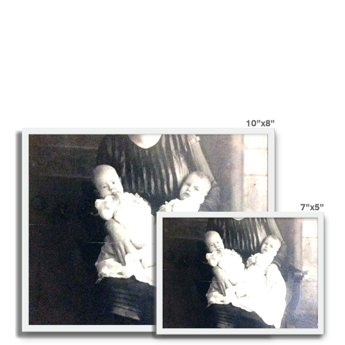 Early 1900s Mother and Twins Framed Photo Tile