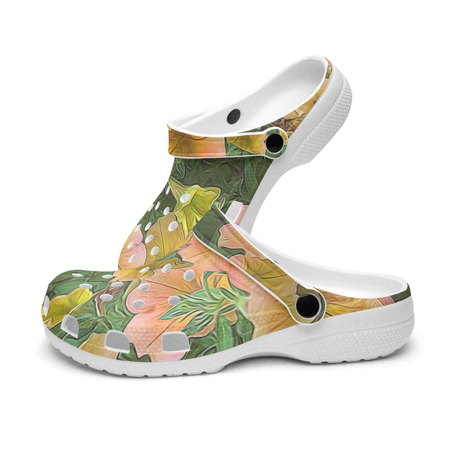 Peach Petunias 413. All Over Printed Clogs