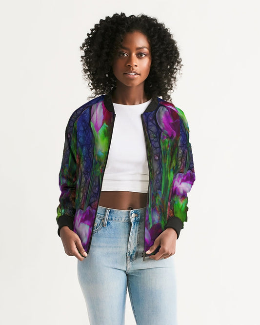 Abstract Pink Carnations Women's Bomber Jacket