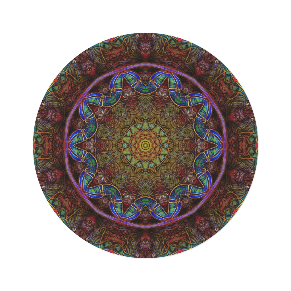 Blue Pink Windy Abstract Round Rug