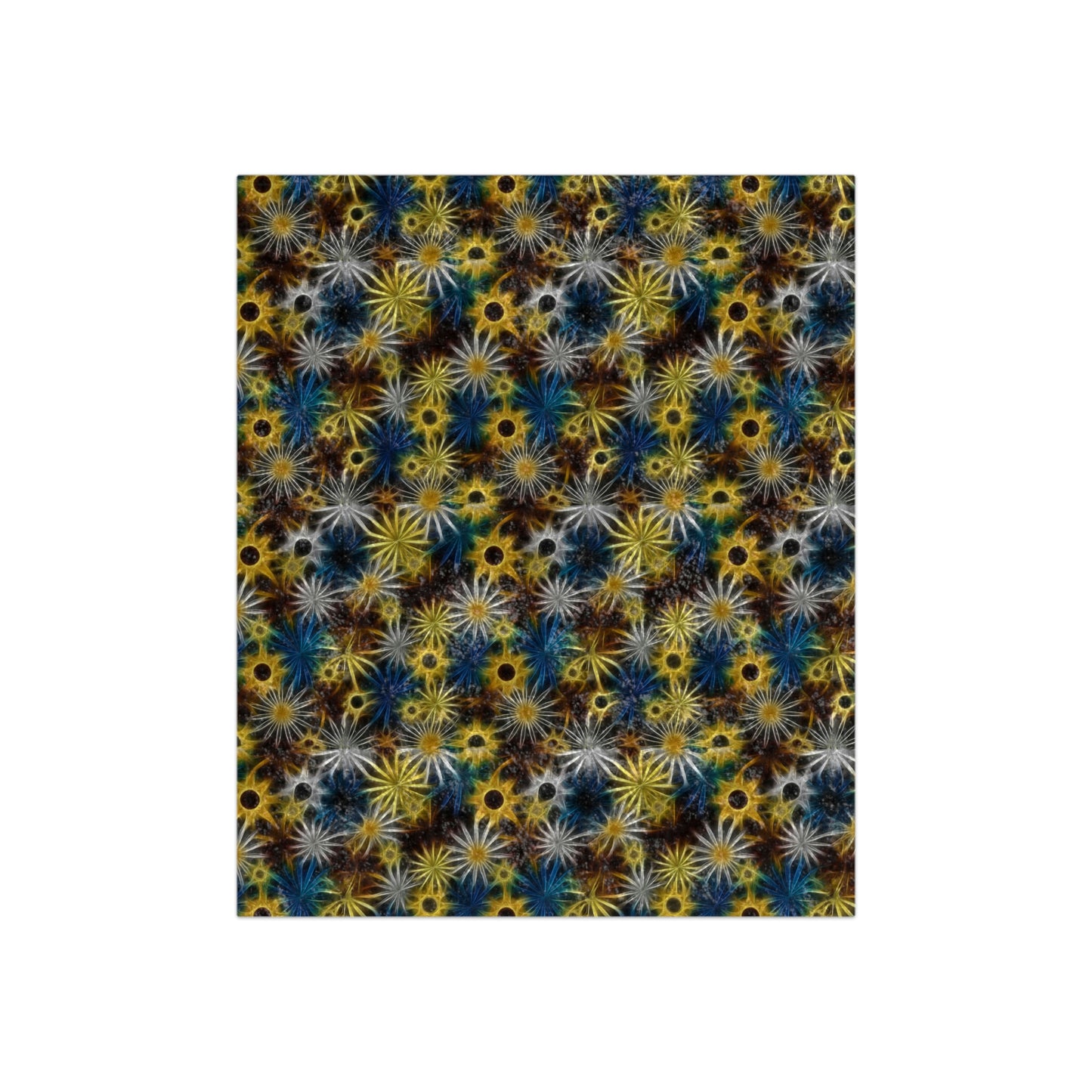 Blue and Yellow Glowing Daisies Crushed Velvet Blanket