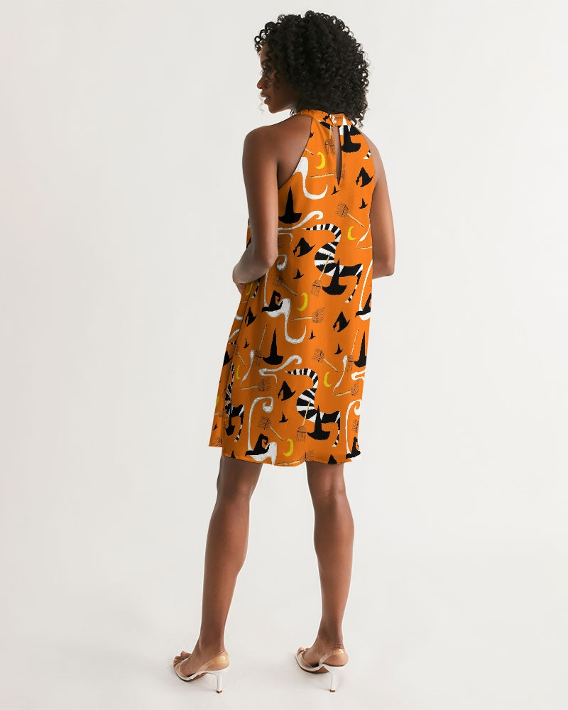 Witch Hats and Brooms Women's Halter Dress