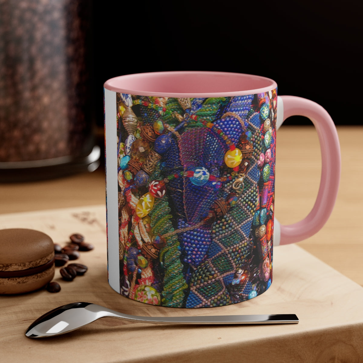 Beaded Jewelry Still Life Accent Coffee Mug, 11oz