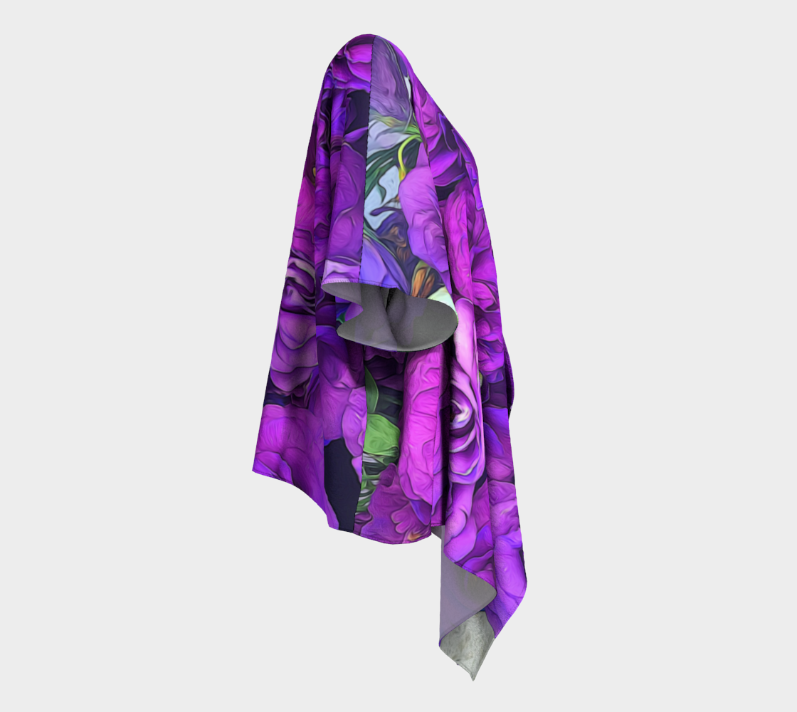 Purple Lisianthus Flowers Draped Kimono