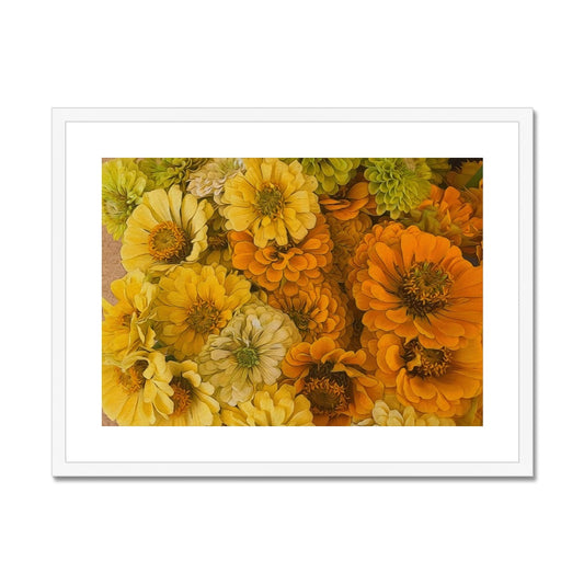 Yellow Zinnias Framed & Mounted Print