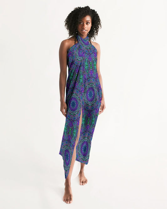 Blue Green Purple Kaleidoscope Swim Cover Up
