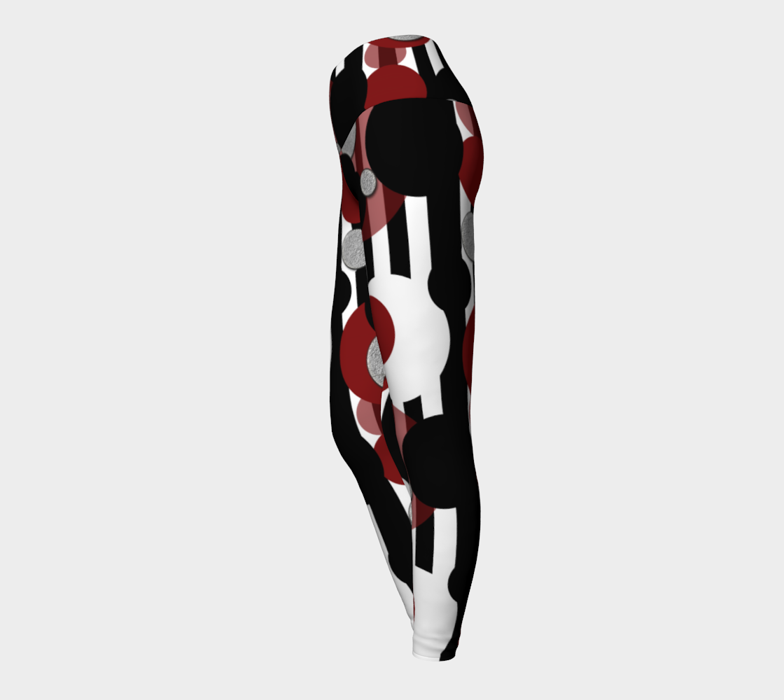 Black White Red Stripes Dots Yoga Pants