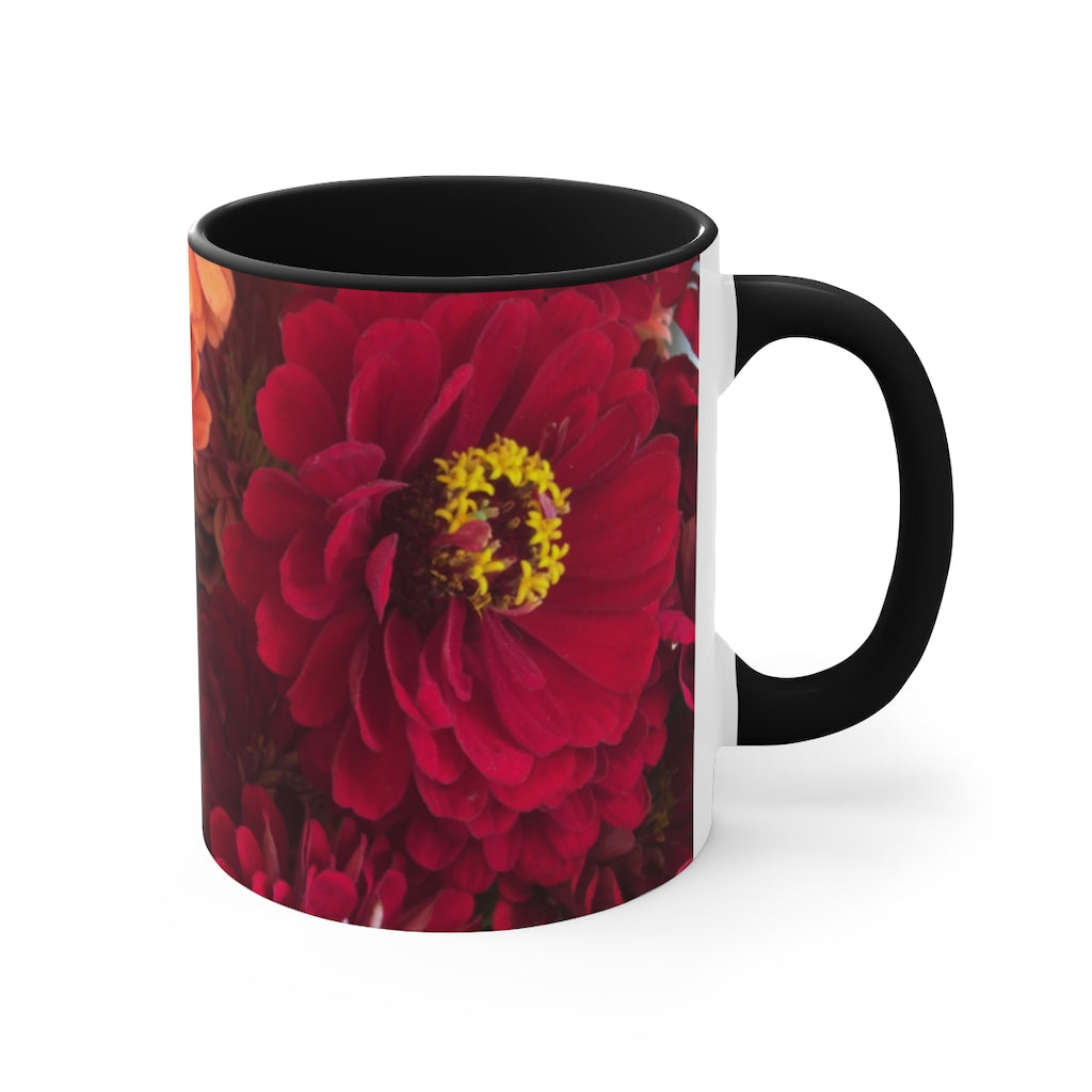 Peach and Pink Zinnias Accent Mug