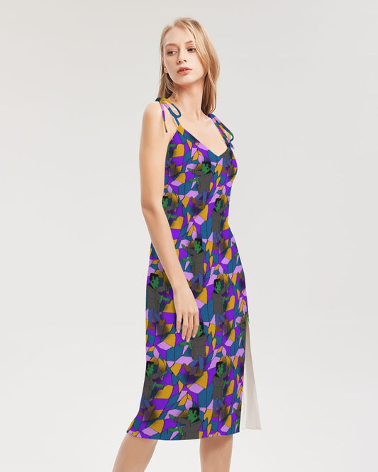 Frankenstein Pattern Women's Tie Strap Split Dress